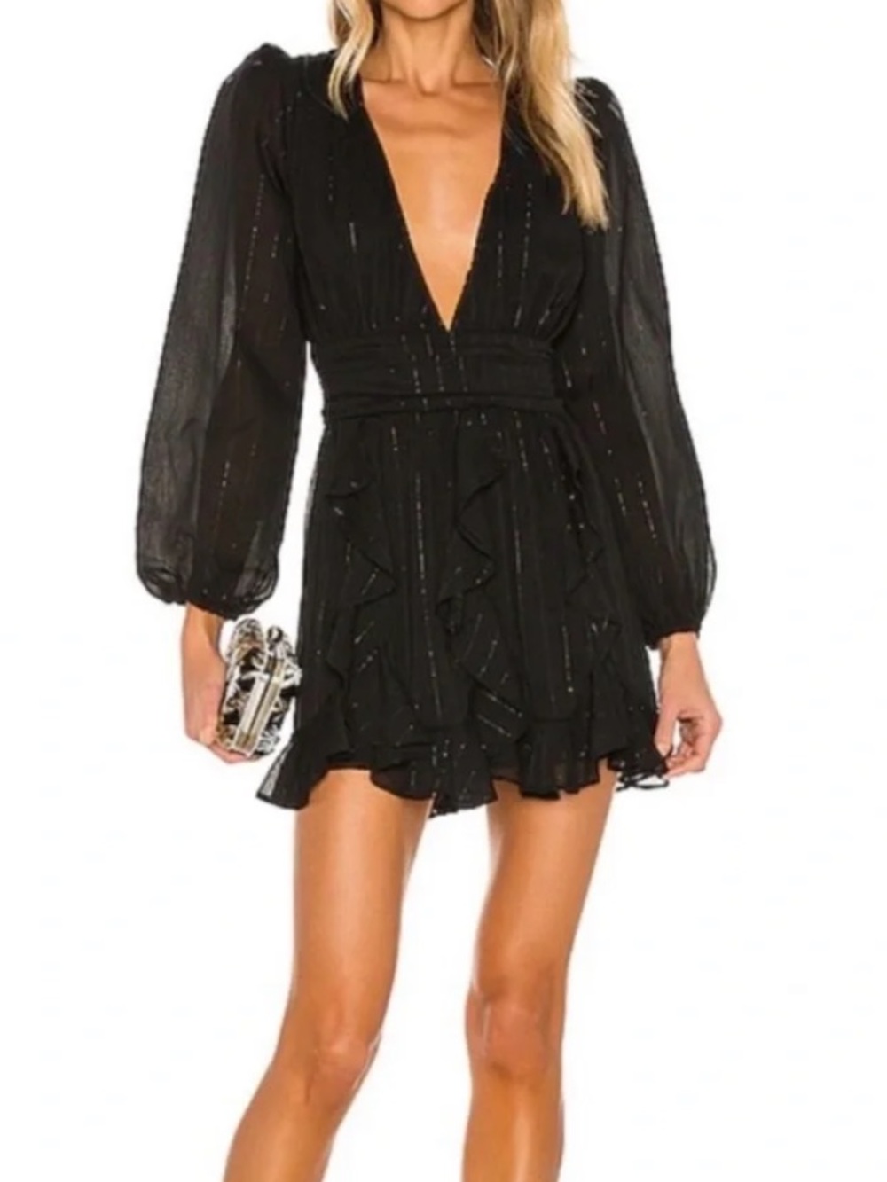 Revolve NBD Anya Black Ruffle Mini Dress Size XS NWT